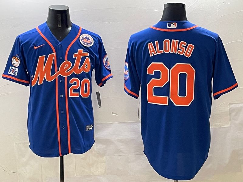 Men New York Mets #20 Alonso Blue Game 2025 Nike MLB Jersey style 12